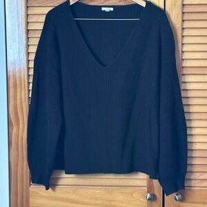 J. Crew Women's 100% Cashmere Black V-Neck Sweater